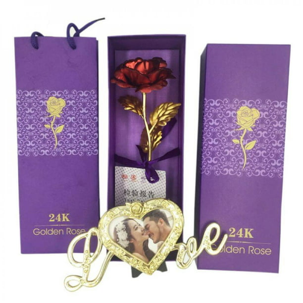 Valentines Day Foil Plated Rose with Box Wedding Gifts for Guests LOVE Base 